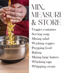 Bellemain Stainless Steel Non-Slip Mixing Bowls with Lids (4-Piece Set) 4 Piece Silver /Black 36 81a0n8i0KYL