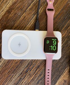 2 in 1 Wireless Charger, 15W Dual Wireless Charging Pad for iPhone 15/15 Pro/14/14 Pro/13/13 Pro/12/12 Pro/11/X, Samsung S23/S22/S21, Airpods 3/2/Pro, iWatch 8/7/6/SE/5/4/3/2(with QC 3.0 Adapter) White 41 81a1zWHr7L