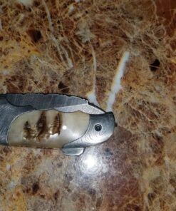 Custom made damascus blade & bolsters ram horn handle,with genuine leather sheath 5060-RD 38 81a2i3VWzSL