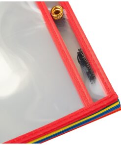 Amazon Basics Heavy Duty Dry Erase Ticket Holder Pockets, Clear Film With Multicolored Fabric Edge, 8.5" X 11", Pack of 25 17 81a36G5z0wL