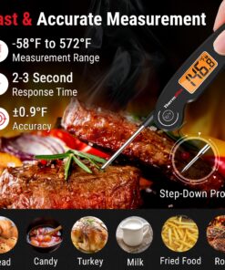 Alternative view of ThermoPro TP605 Instant Read Digital Meat Thermometer for Cooking, Waterproof Food with Backlight & Calibration, Probe Cooking Kitchen, Outdoor Grilling and BBQ Black