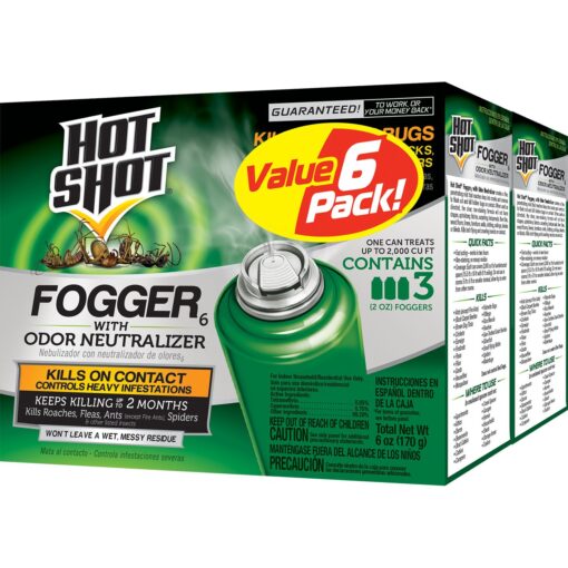 Hot Shot Fogger With Odor Neutralizer, Kills Roaches, Ants, Spiders & Fleas, Controls Heavy Infestations, 3 Count, 2 Ounce Pack of 2 2 Pack