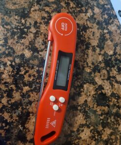DOQAUS Digital Meat Thermometer, Instant Read Food Thermometer for Cooking, Kitchen Probe with Backlit & Reversible Display, Cooking Temperature Turkey Grill BBQ Candy Light Red 4.6'' Probe 29 81a3kd2UjpL