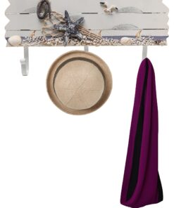 MyGift 13.4 Inch Wall Mounted Wood Nautical Theme Coat Rack with 3 Hooks and Decorative White Sand, Starfish, Seagull and Seashells Design 17 81a5qTalJ8L