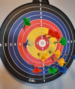 Magnetic Dart Board - 12pcs Magnetic Darts (Red Green Yellow) - Excellent Indoor Game and Party Games - Magnetic Dart Board Toys Gifts for 5 6 7 8 9 10 11 12 Year Old Boy Kids 35 81a9z49buFL