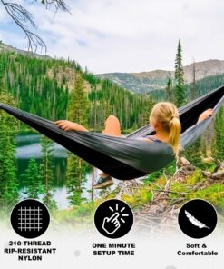 SZHLUX Camping Hammock Single Portable Hammocks with 2 Tree Straps and Attached Carry Bag 10 81aApCYw9 L