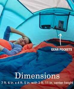 Coleman Pop-Up Camping Tent with Instant Setup, 2/4 Person Tent Sets Up in 10 Seconds, Includes Pre-Assembled Poles, Adjustable Rainfly, and Taped Floor Seams 4 Person Blue 13 81aAyEzQvL