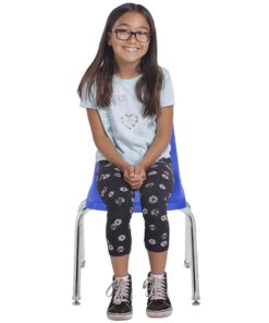 Factory Direct Partners 10364 14" School Stack Chair, Stacking Student Seat with Chromed Steel Legs and Nylon Swivel Glides for in-Home Learning or Classroom - Blue (6-Pack) 14 inch 14 81aBnwLMH6L