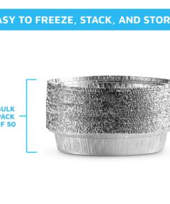 MontoPack 9” Round Aluminum Foil Pans | Disposable Containers with Straight Walls for Storing, Serving, Baking & Reheating | Freezer and Oven Safe, Recyclable, USA-Made | 50-Pack of Tins for Meal Prep 16 81aCCNiiF9L