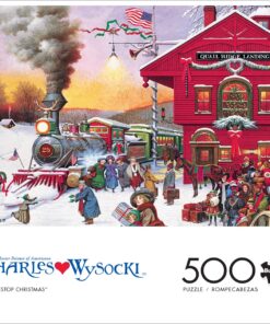 Buffalo Games - Charles Wysocki - Whistle Stop Christmas - 500 Piece Jigsaw Puzzle Red, Violet, Green, 21.25"L X 15"W 18 81aCFl8w2eL