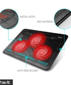 Havit HV-F2056 15.6-17 Inch Laptop Cooler Cooling Pad - Slim Portable USB Powered (3 Fans) (Black+Red) Black+Red 31 81aDVDSjPL