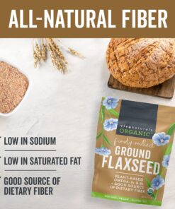 Viva Naturals Organic Ground Flaxseed - Premium Quality Plant-Based Protein and Vegan Omega 3 with Fiber, Perfect for Smoothies, Non-GMO and Gluten Free, 15 oz (425 g) 15 Ounce (Pack of 1) 28 81aDYtbyWSL