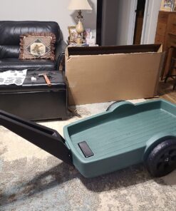 Simplay3 Yard and Garden Outdoor Cart - Long Handle Easy Turn 2 Wheel Heavy Duty Plastic Pull Cart for The Backyard 42 in. x 20 in. x 4 in. Bed, Green 13 81aE1YeW0OL