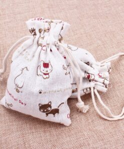 Amariver 24 Pcs Cute Cat Burlap Drawstring Bag Double Drawstring Linen Bags Reusable Linen Pouches, Perfect for Jewelry Pouch, Wedding Birthday Parties Favor, Gift/Candy Bags, Set of 24 15 81aFBC9GT7L