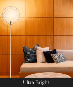 Brightech Eclipse Dimmable LED Floor Lamp, Modern Torchiere Floor Lamp for Living Rooms & Offices – Super Bright Tall Lamp with Dimmable Options for Reading, Standing Lamp Living Room Décor - Silver 31 81aFsq daPL