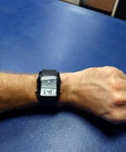 FANMIS Men's Rectangle Dial Sports Wrist Watches with 7 Colors Optional LED Backlight Multifunctional Alarm Stopwatch 12/24H Rubber Strap Watch Black 25 81aFySmwLRL