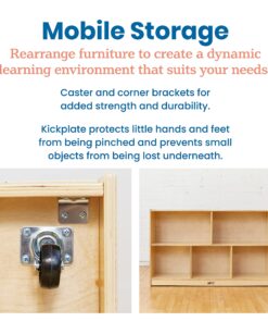 ECR4Kids 5-Compartment Mobile Storage Cabinet, 30in, Classroom Furniture, Natural Classic 33 81aJZ3JgPiL
