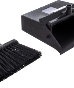 Carlisle FoodService Products Duo-Pan Upright Dust Pan and Broom Broom Set with Clip for Floor Cleaning, Restaurants, Office, And Janitorial Use, Plastic, 36 Inches, Black 36 Inches (Pack of 1) 31 81aK94UnY8L