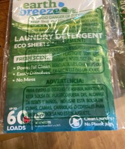 Earth Breeze Laundry Detergent Sheets - Fresh Scent - No Plastic Jug (60 Loads) 30 Sheets, Liquidless Technology… Fresh Scent, 1 Pack 37 81aL0NEVcZL