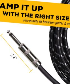 GLS Audio Instrument Cable - 1/4 Inch TS to 1/4 Inch Instrument Cable for Bass/Electric Guitar- Black/Grey Braided Tweed, 10ft 10 Ft. Straight 15 81aLq gNyL 1