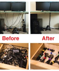 Reusable Cable Ties 1/2" x 4" for Cable Management and Organizing Cords - 30 Pack (Black) Black 1/2" X 4" 16 81aODsnxwLL