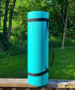 Gaiam Essentials Thick Yoga Mat Fitness & Exercise Mat with Easy-Cinch Yoga Mat Carrier Strap, 72"L x 24"W x 2/5 Inch Thick Teal 37 81aPGKZ7sqL