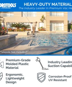 SWIMLINE HYDROTOOLS Manual Vacuum Head Attachment For Inground & Above Ground Pools |Weighted Flexible Swimming Pool Vac Head Rectangle Shape W/ Wheels| Swivel Hose 1-1/4 or 1-1/2’’| Clean 8150 Concrete Vac 25 81aPejPVESL