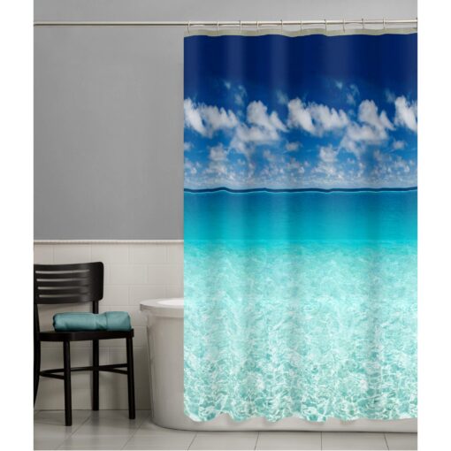 Maytex Photoreal Escape Waterproof PEVA Shower Curtain Blue 70X72