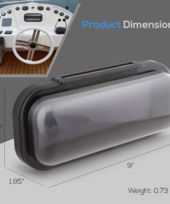 Pyle Water Resistant Marine Stereo Cover - Smoke Colored Heavy Duty Boat Radio Protector Shield with Flip-up Door & Spring Loaded Release - Mounting Gasket Included - Pyle PLMRCB1 Black Standard Packaging 18 81aQ9cTX59L 1