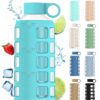 purifyou Premium 40/32 / 22/12 oz Glass Water Bottles with Times to Drink and Volume, Silicone Sleeve & Stainless Steel Lid Insert, Reusable for Fridge Water, Milk, Fruit Juice (Aqua Blue, 22 oz) Aqua Blue