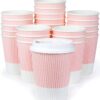 Glowcoast Disposable Coffee Cups With Lids - (80 set) 12 oz Paper To Go Coffee Cups With Resealable Lids Prevent Leaks! Travel Insulated Hot Beverage Drink Cup. Will Not Bend With Heat or Burn Fingers 90 Powder Pink 9 81aS00fb3wL