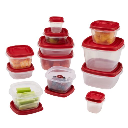 Rubbermaid Easy Find Lids Food Storage Containers, Racer Red, Set of 24 7J98