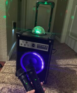 Ankuka Karaoke Machine, Portable Bluetooth Speaker with Disco Lights,Subwoofer PA System with 2 Wireless Microphones for Christmas,Birthday Party 38 81aT0pb2PuL