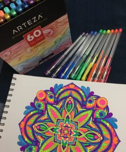 ARTEZA Colored Gel Pens Set of 60, Fine Point (0.8-1.0mm) Pens for Journaling and Coloring, Non-Toxic, Acid-Free, Vibrant Ink Pens for Adults 33 81aU7pQPHgL