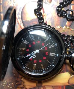 MJSCPHBJK Vintage Pocket Watch for Men Roman Numerals Scale Quartz Pocket Watches with Chain for Xmas Fathers Day Gift Black 23 81aUf9pXgrL