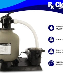 Alternative view of Radiant Complete Sand Filter System | for Above Ground Swimming Pool | Extreme Force 3/4 HP Pump | 16 Inch Tank | 110 Lb Sand Capacity | Up to 16,000 Gallons 16 inch Filter