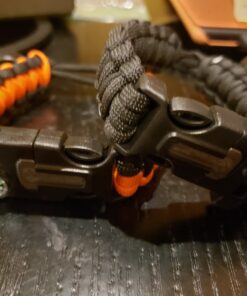 Atomic Bear Paracord Bracelet (2 Pack) - Adjustable - Fire Starter - Loud Whistle - Perfect for Hiking, Camping, Fishing and Hunting - Black & Black+Orange 40 81aW6a8LRFL 3