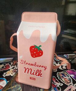 LUI SUI Fruits Banana Strawberry Milk Box Cross Body Purse Bag Women Phone Wallet Shoulder Bags Pink 60 81aWPsGN9uL