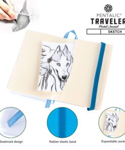 Pentalic 3 x 4" Pocket Sketchbook Traveler Journal, 160 Pages, Bright Blue 10 81aWuXfwyaL
