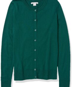 Amazon Essentials Women's Lightweight Crewneck Cardigan Sweater (Available in Plus Size) XX-Large Dark Green 9 81aYkO0XEDL