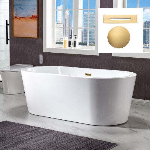 WOODBRIDGE B0002-BG-Drain&O Bathtub, Brushed Gold