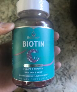 BeLive Biotin Gummies with MultiVitamins, Folate, Inositol – Supports Hair Growth, Healthy Skin & Nails – Vegan, Pectin Based – Strawberry Flavor (1) 60 Count (Pack of 1) 55 81aeqHZQObL