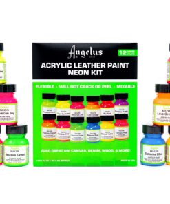Angelus Neon Leather Paint 1oz 12 Color Set Kit For Sneakers, Shoes Boots, Jackets, Shirts, Cups, & More- Made in USA 24 81afKmEb0sL