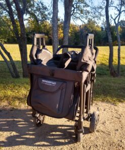 WONDERFOLD W4 Original Quad Stroller Wagon Featuring 4 High Face-to-Face Seats with 5-Point Harnesses, Easy Access Front Zipper Door, and Removable UV-Protection Canopy, Black W4_Original 39 81afVf7IcHL