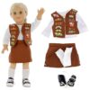 Brownie Girl Scout Inspired Doll Outfit for American Girl and 18" Dolls (5pc Includes Shirt, Shoes, Skirt, Sneakers, and Vest) 41 81afoG4oQdL
