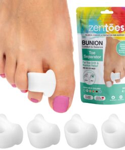 ZenToes Gel Toe Separators for Overlapping Toes, Bunions, Big Toe Alignment, Corrector and Spacer - 4 Pack (White) White 25 81ag9q2fdWL