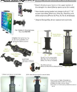 Accessory Basics EasyAdjust cymbal Microphone Mic Stand Tablet Mount for Most Tablets & Large Size Cell Phones Smartphone (Zoom Compatible) 26 81ags5sB32L