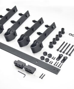 DIYHD 6.6FT Rustic Black Double Cabinet Sliding Barn Door Hardware Closet Door Sliding Door Track 6.6ft track kit Wall mount kit 6 81ai7B3YtGL