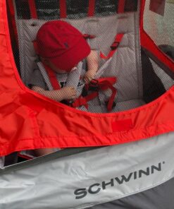 Schwinn Echo, and Trailblazer Child Bike Trailer, Single and Double Baby Carrier, Canopy, 16-20-inch Wheels Trailblazer - 2 Seat Red 16 81aiAcJ8FlL