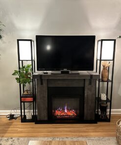 Brightech Maxwell - Modern Shelf Floor Lamp with Shade and LED Bulb Corner Display Lamps Shelves for Living Room, Bedroom Office Black Classic Black 40 81aidmCkkqL